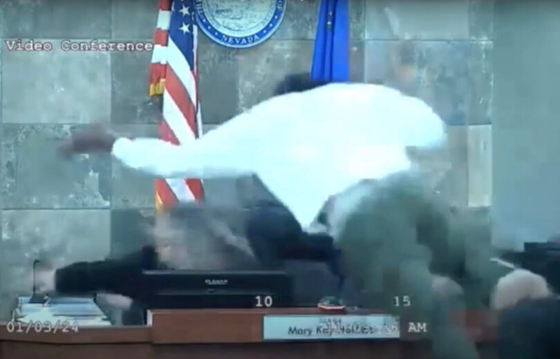 Man leaps over bench to attack Nevada judge during sentencing, video shows